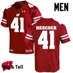 Men's Wisconsin Badgers NCAA #41 Jake Hescock Red Authentic Under Armour Big & Tall Stitched College Football Jersey XK31F14IF